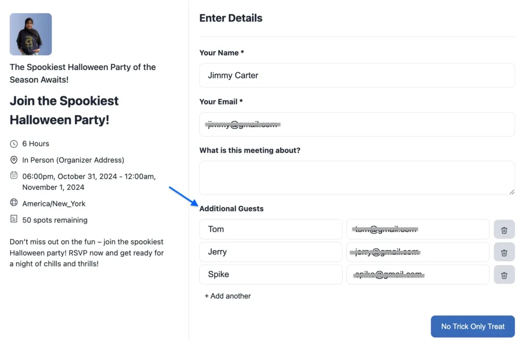 invite additional guests to your event using fluentbooking